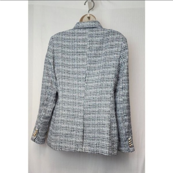 Boucle Single Breasted Plaid Blazer Jacket - Picture 10 of 11